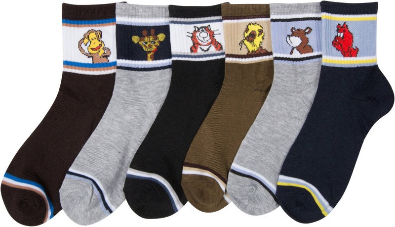 Sakkas Boy's Playful Pattern Assorted Crew Socks 6-Pack