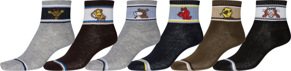 Sakkas Boy's Playful Pattern Assorted Crew Socks 6-Pack#color_Animals