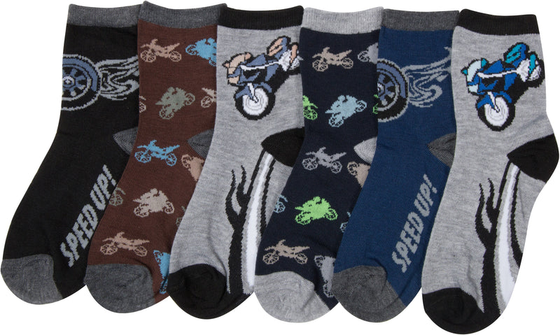 Sakkas Boy's Playful Pattern Assorted Crew Socks 6-Pack