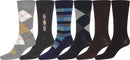 Sakkas Mens Cotton Blend Pattern And Ribbed Dress Socks Value 6-Pack