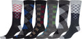 Sakkas Men's Crew High Patterned Colorful Design Dress Socks Asst Value 6-Pack#color_Checker and Argyle-1
