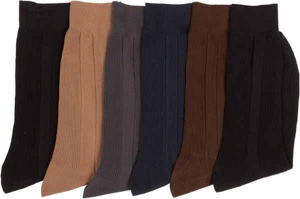 Sakkas Mens Ribbed Pattern Dress Socks Value 6-Pack#color_AssortedColors