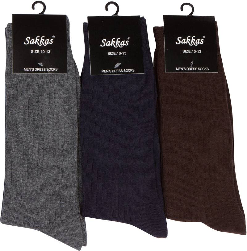 Sakkas Men's Cotton Blend Ribbed Dress Socks Value 6-Pack