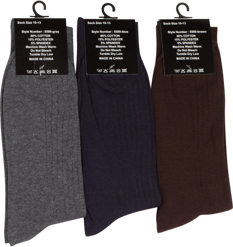 Sakkas Men's Cotton Blend Ribbed Dress Socks Value 6-Pack