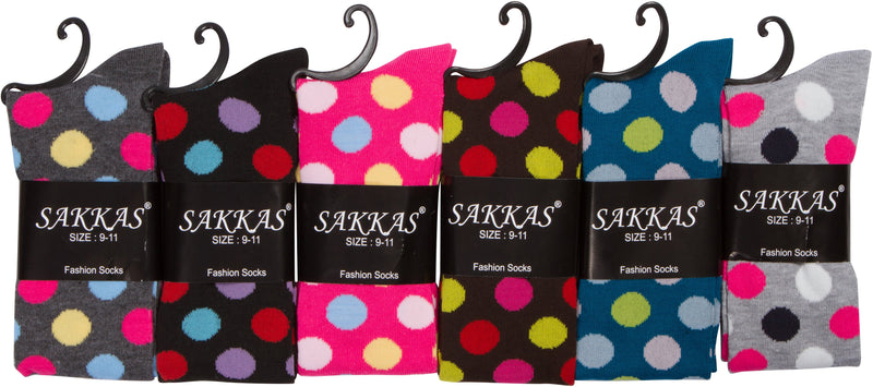 Sakkas Ladies Cute Colorful Design or Solid Knee High Socks Assorted 6-Pack