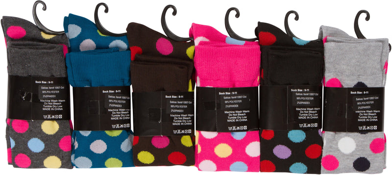 Sakkas Ladies Cute Colorful Design or Solid Knee High Socks Assorted 6-Pack