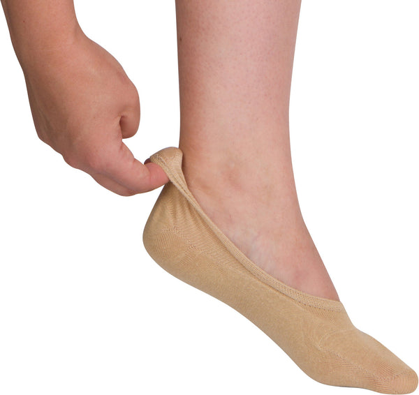 Sakkas Women's Footies Solid Shoe Foot Invisible Liner No Show Socks - 4 Pack#color_Beige