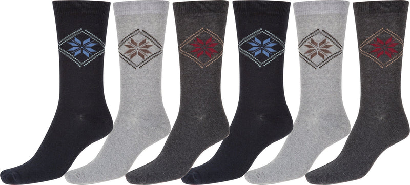 Sakkas Men's Snowflake Cotton Poly Blend Dress Socks Value 6-Pack