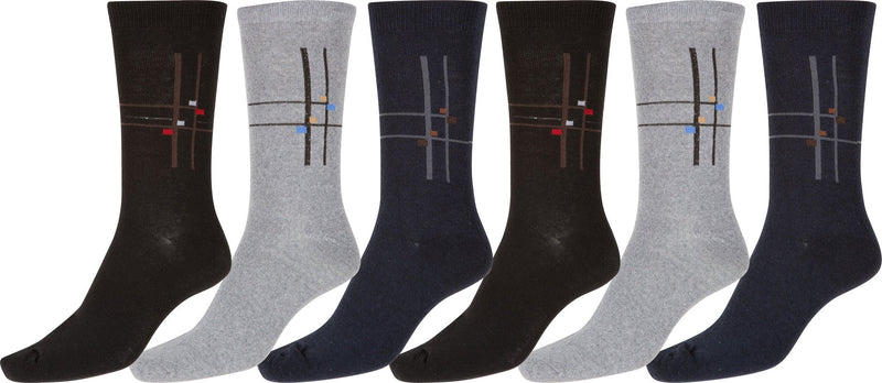 Sakkas Men's Grid Cotton Poly Blend Dress Socks Value 6-Pack