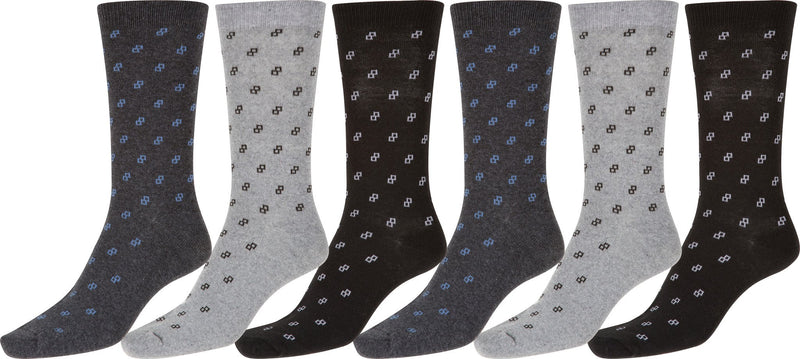 Sakkas Men's Square Cotton Poly Blend Dress Socks Value 6-Pack