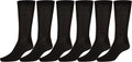 Sakkas Men's Flat Knit Cotton Poly Blend Dress Socks Value 6-Pack#color_Black