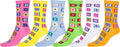 Sakkas Women's Fun Colorful Design Poly Blend Crew Socks Assorted 6-Pack#Color_Squares