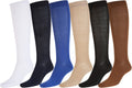 Sakkas Women's Fun Colorful Design Poly Blend Knee High Socks Assorted 6-Pack#color_Solid