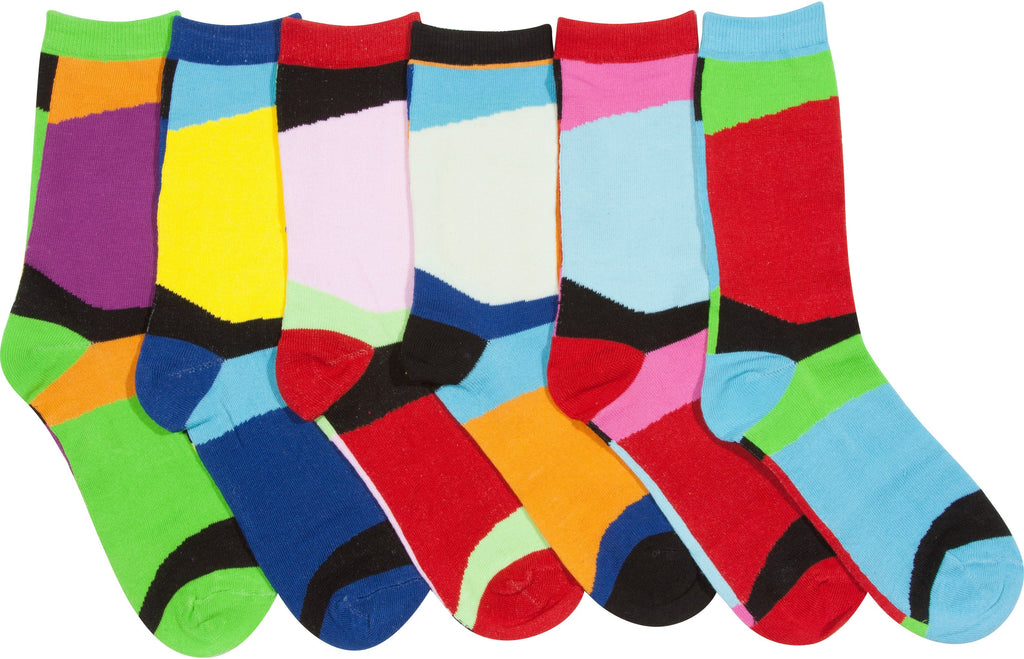 Sakkas Women's Fun Colorful Design Poly Blend Crew Socks Assorted 6-Pa