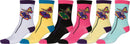 Sakkas Women's Fun Colorful Design Poly Blend Crew Socks Assorted 6-Pack