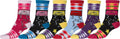Sakkas Women's Fun Colorful Design Poly Blend Crew Socks Assorted 6-Pack#Color_Cassette