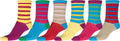 Sakkas Women's Fun Colorful Design Poly Blend Crew Socks Assorted 6-Pack#Color_Stripe3