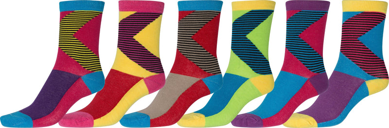 Sakkas Women's Fun Colorful Design Poly Blend Crew Socks Assorted 6-Pack