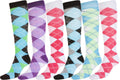 Sakkas Women's Fun Colorful Design Poly Blend Knee High Socks Assorted 6-Pack#color_Argyle