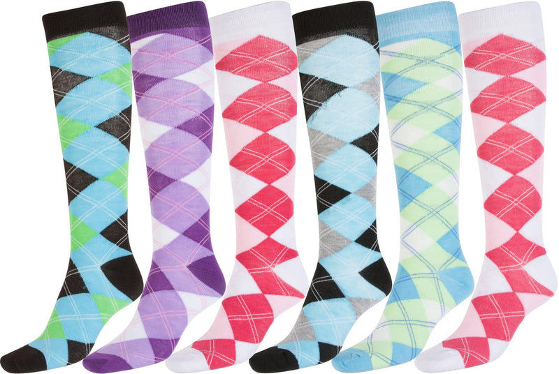 Sakkas Women's Fun Colorful Design Poly Blend Knee High Socks Assorted 6-Pack