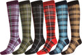 Sakkas Women's Fun Colorful Design Poly Blend Knee High Socks Assorted 6-Pack#color_Plaid