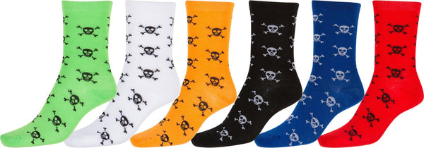 Sakkas Girl's Creative Fun Cotton Blend Crew Socks Assorted Color 6-Pack#color_Skull
