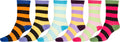 Sakkas Girl's Creative Fun Cotton Blend Crew Socks Assorted Color 6-Pack#color_Stripe