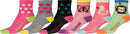 Sakkas Girl's Creative Fun Cotton Blend Crew Socks Assorted Color 6-Pack