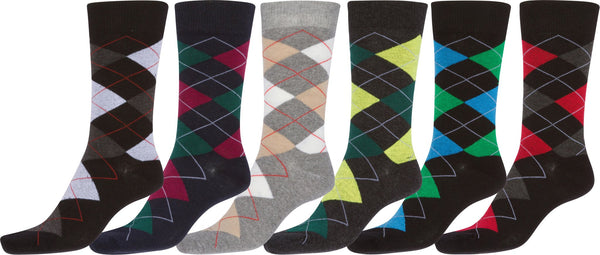 Sakkas Men's Classic Patterned Dress Socks Value 6-Pack#color_Argyle16