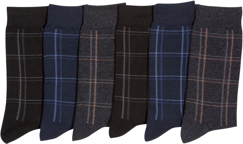 Sakkas Mens Cotton Blend Cross Pattern Dress And Casual Socks , 6-Pack Assorted