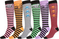 Sakkas Women's Fun Colorful Design Poly Blend Knee High Socks Assorted 6-Pack#color_Skull