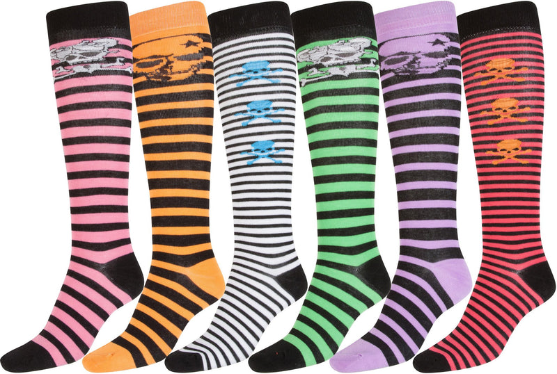 Sakkas Women's Fun Colorful Design Poly Blend Knee High Socks Assorted 6-Pack