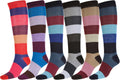 Sakkas Women's Fun Colorful Design Poly Blend Knee High Socks Assorted 6-Pack#color_Stripe