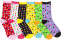 Sakkas Women's Fun Colorful Design Poly Blend Crew Socks Assorted 6-Pack#Color_Dot