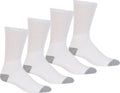 Sakkas Men's Reinforced Toe Cotton Blend Sport Crew Socks Value 4-Pack#color_White
