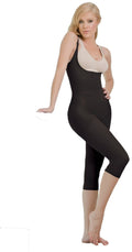 Sakkas Women's Firm Control Thermal Latex Braless Capri Full Body Shaper#color_Black