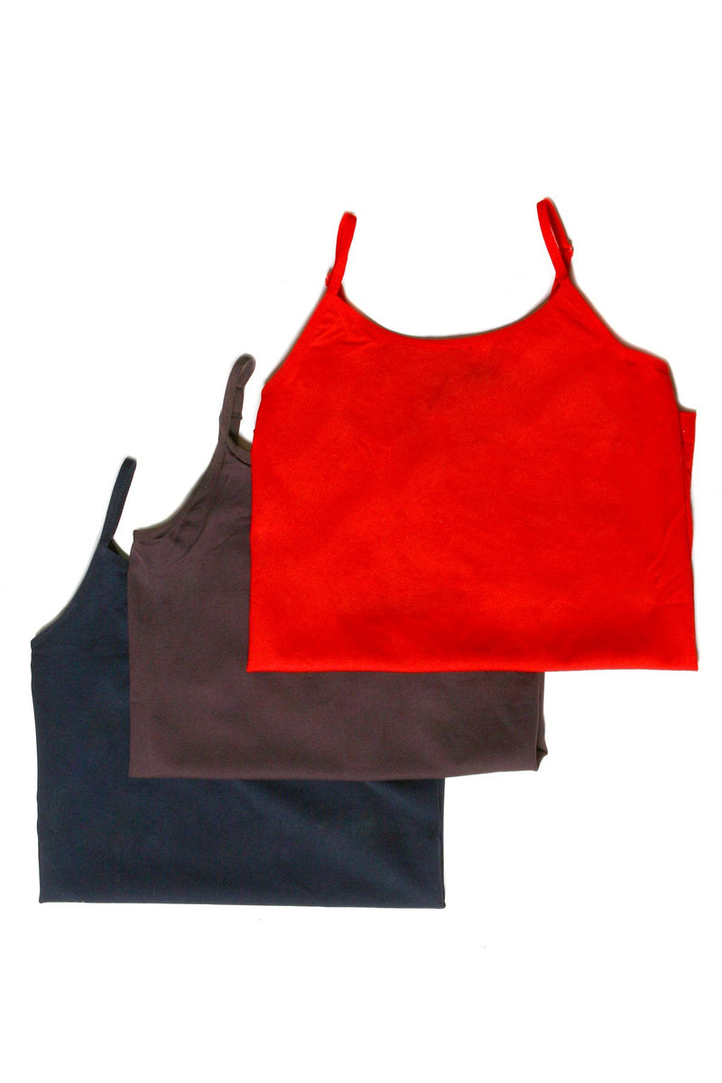 Sakkas Seamless Adjustable Strap Cami Tank Top - Assorted Color 3 Pack_