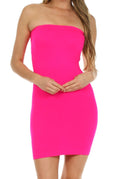 Sakkas Strapless Stretch Bandeaux Dress#color_Hot Pink