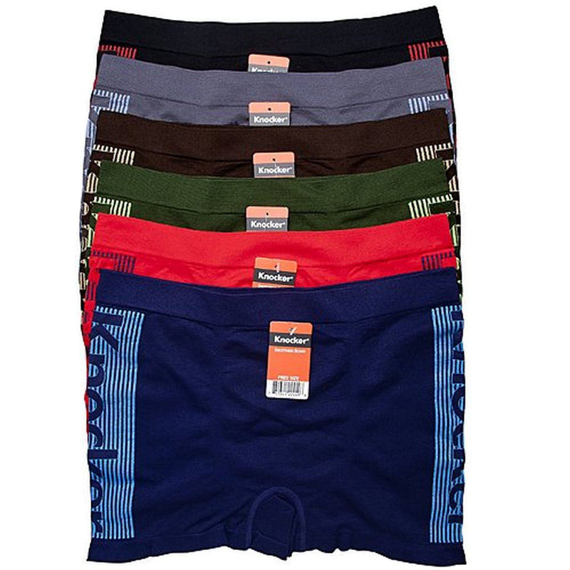 Sakkas Men's Seamless Athletic Style Stretch Boxer Briefs - Assorted Color 6 Pack