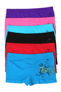 Sakkas Women's Seamless Stretch Boy Short Panties (6 Pack)#color_FlowerLove