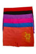 Sakkas Women's Seamless Stretch Boy Short Panties (6 Pack)#color_Hibiscus