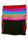 Sakkas Women's Seamless Stretch Boy Short Panties (6 Pack)#color_Argyle