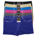 Sakkas Women's Seamless Stretch Boy Short Panties (6 Pack)#color_Jeans