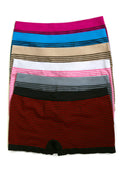 Sakkas Women's Seamless Stretch Boy Short Panties (6 Pack)#color_Stripe