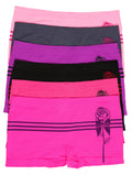 Sakkas Women's Seamless Stretch Boy Short Panties (6 Pack)#color_StripeRose