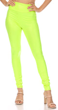 Sakkas Footless Ultra Slim Fit Matte Liquid Wet Look Leggings#color_NeonLime