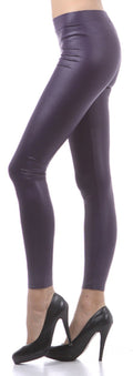 Sakkas Footless Ultra Slim Fit Matte Liquid Wet Look Leggings#color_Purple
