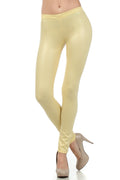 Sakkas Footless Ultra Slim Fit Matte Liquid Wet Look Leggings#color_Yellow