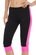 Sakkas Racing Stripe Activewear Sport Capri Leggings#color_MetallicPink
