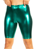 Sakkas Women's Shinny Metallic Bike Shorts Stretchy Unisex - Made in USA#color_Green